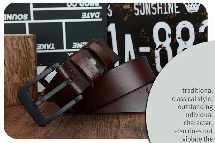 COWATHER male belt for mens high quality cow genuine leather belts 2021 hot sale strap fashion new jeans Black Buckle XF010
