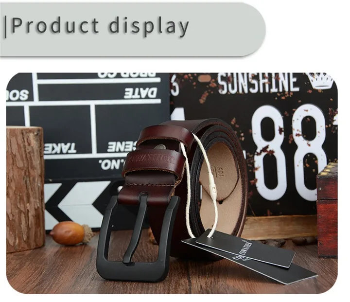 COWATHER male belt for mens high quality cow genuine leather belts 2021 hot sale strap fashion new jeans Black Buckle XF010