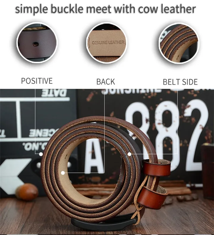 COWATHER male belt for mens high quality cow genuine leather belts 2021 hot sale strap fashion new jeans Black Buckle XF010