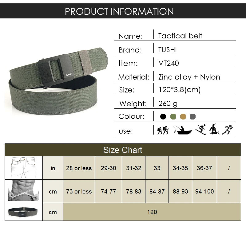 VATLTY 2024 Stiff Tactical Belt for Men Metal Automatic Buckle Military Police Duty Belt 1100D Nylon Gun Belt Casual Girdle Male