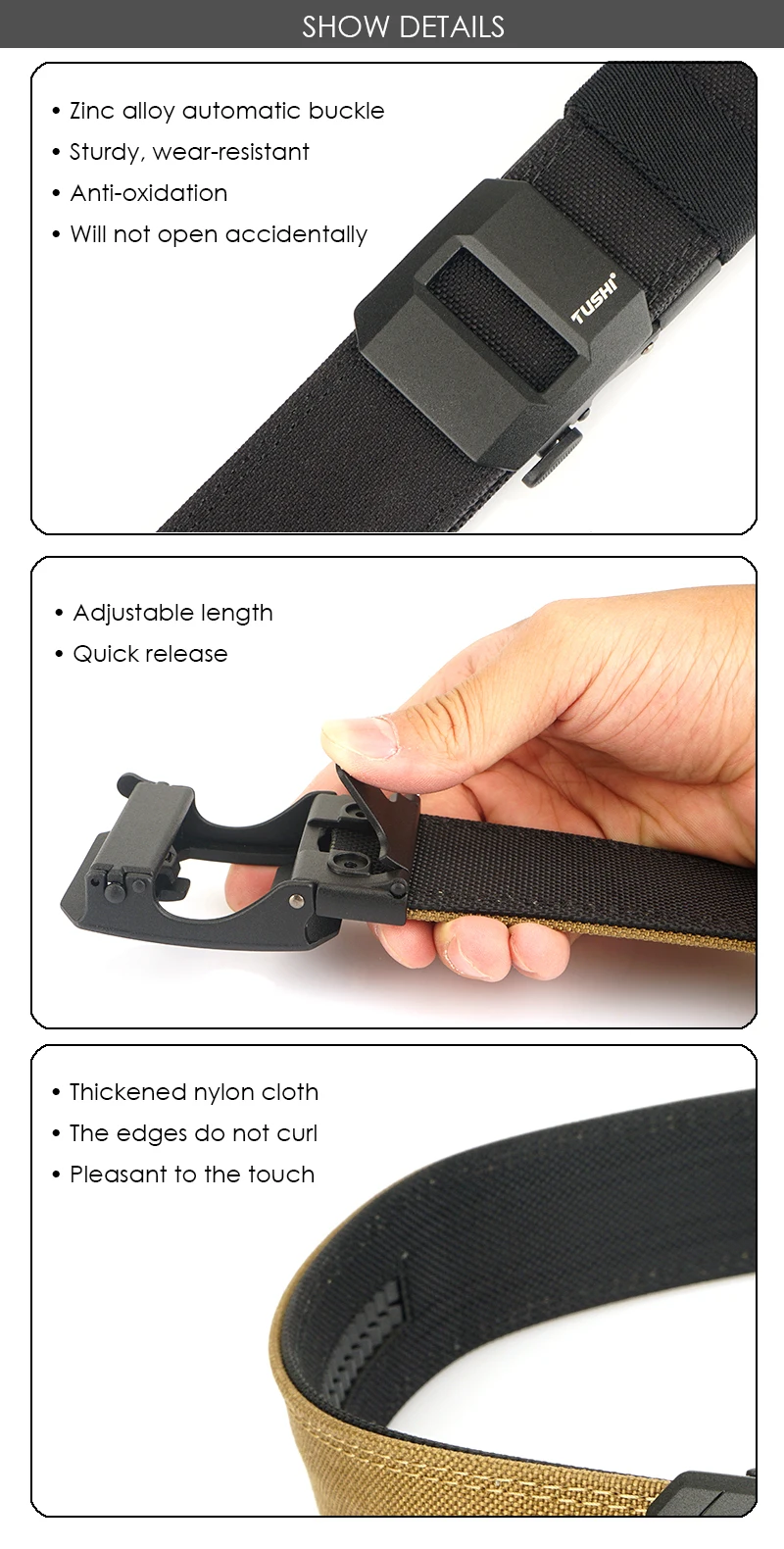 VATLTY 2024 Stiff Tactical Belt for Men Metal Automatic Buckle Military Police Duty Belt 1100D Nylon Gun Belt Casual Girdle Male