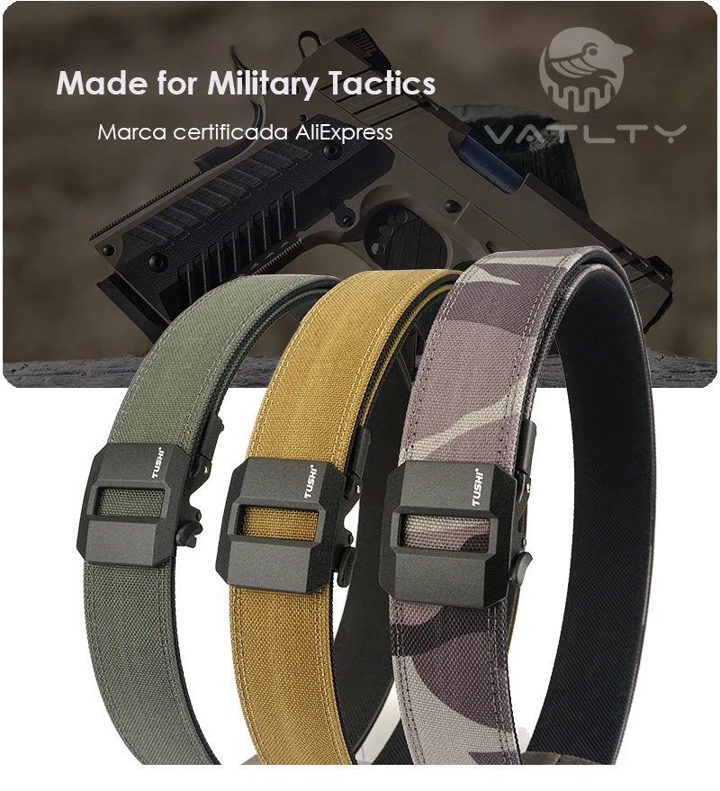 VATLTY 2024 Stiff Tactical Belt for Men Metal Automatic Buckle Military Police Duty Belt 1100D Nylon Gun Belt Casual Girdle Male