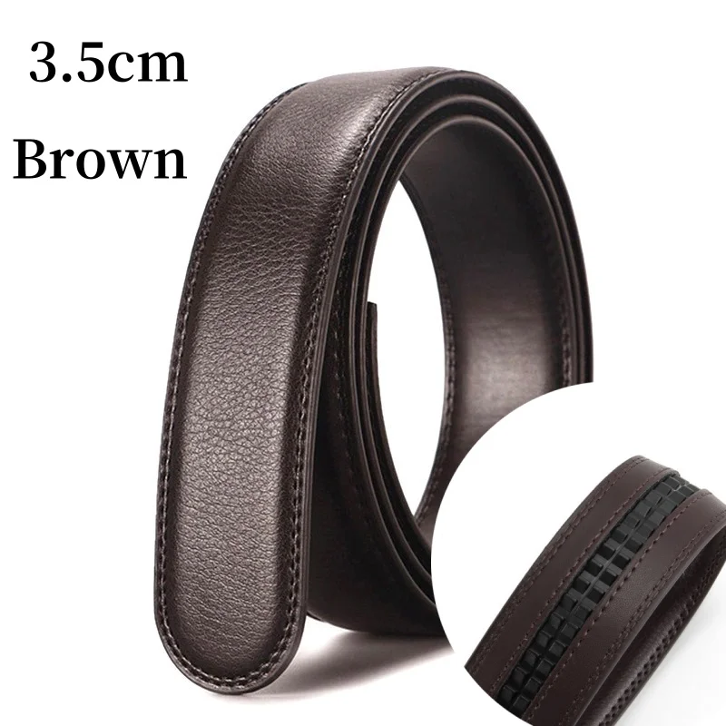 2.4/2.8/3.0/3.5CM Wide (Without Buckle) Men Ratchet Cow Leather Belt Strap Replacement for Men's Auto Lock Buckle Belt