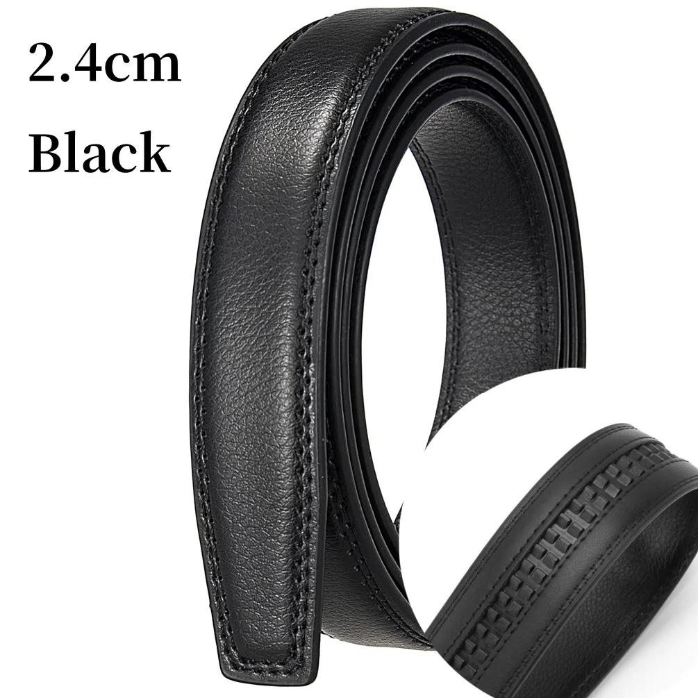 2.4/2.8/3.0/3.5CM Wide (Without Buckle) Men Ratchet Cow Leather Belt Strap Replacement for Men's Auto Lock Buckle Belt