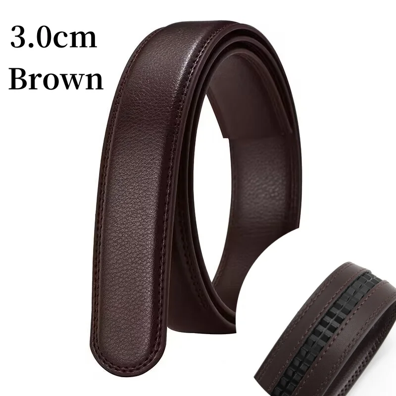 2.4/2.8/3.0/3.5CM Wide (Without Buckle) Men Ratchet Cow Leather Belt Strap Replacement for Men's Auto Lock Buckle Belt