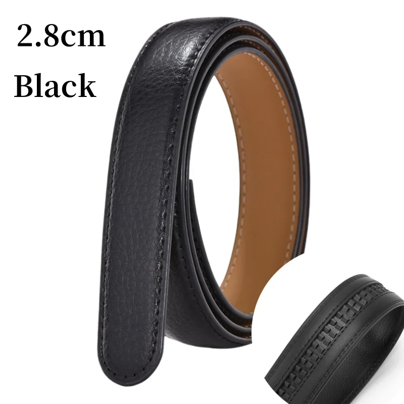 2.4/2.8/3.0/3.5CM Wide (Without Buckle) Men Ratchet Cow Leather Belt Strap Replacement for Men's Auto Lock Buckle Belt