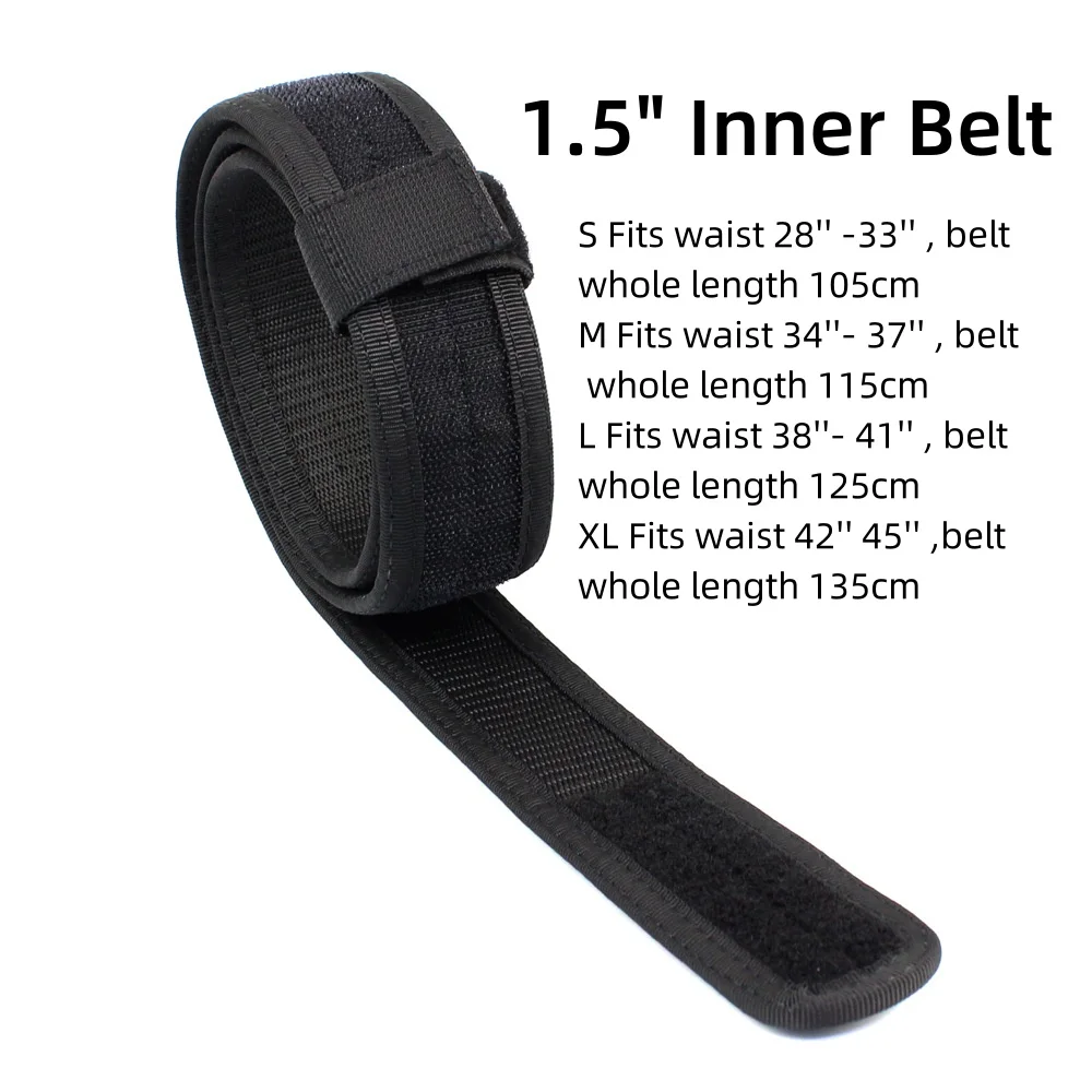Tactical EDC 1.5" Inner Belt Concealed Carry Base Belt Hook & Loop Inner Belt Men Waist Belt Hunting Acessories