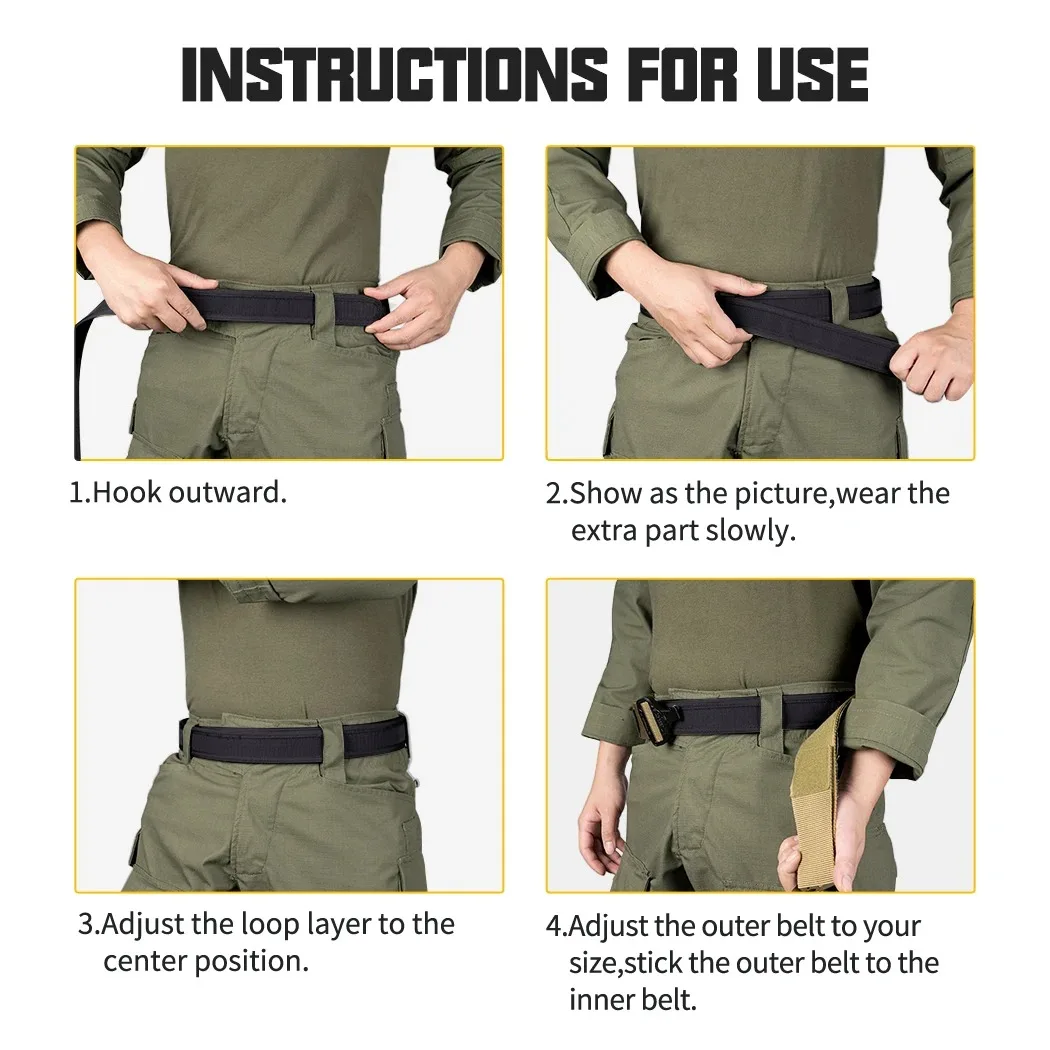 Tactical EDC 1.5" Inner Belt Concealed Carry Base Belt Hook & Loop Inner Belt Men Waist Belt Hunting Acessories