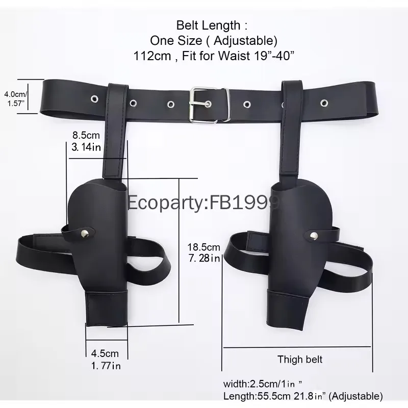 Adult Vintage PU Leather Waist Cover Lara Cosplay Holster Western Denim Belt Role-Playing Guns Holder Halloween Prop Accessories