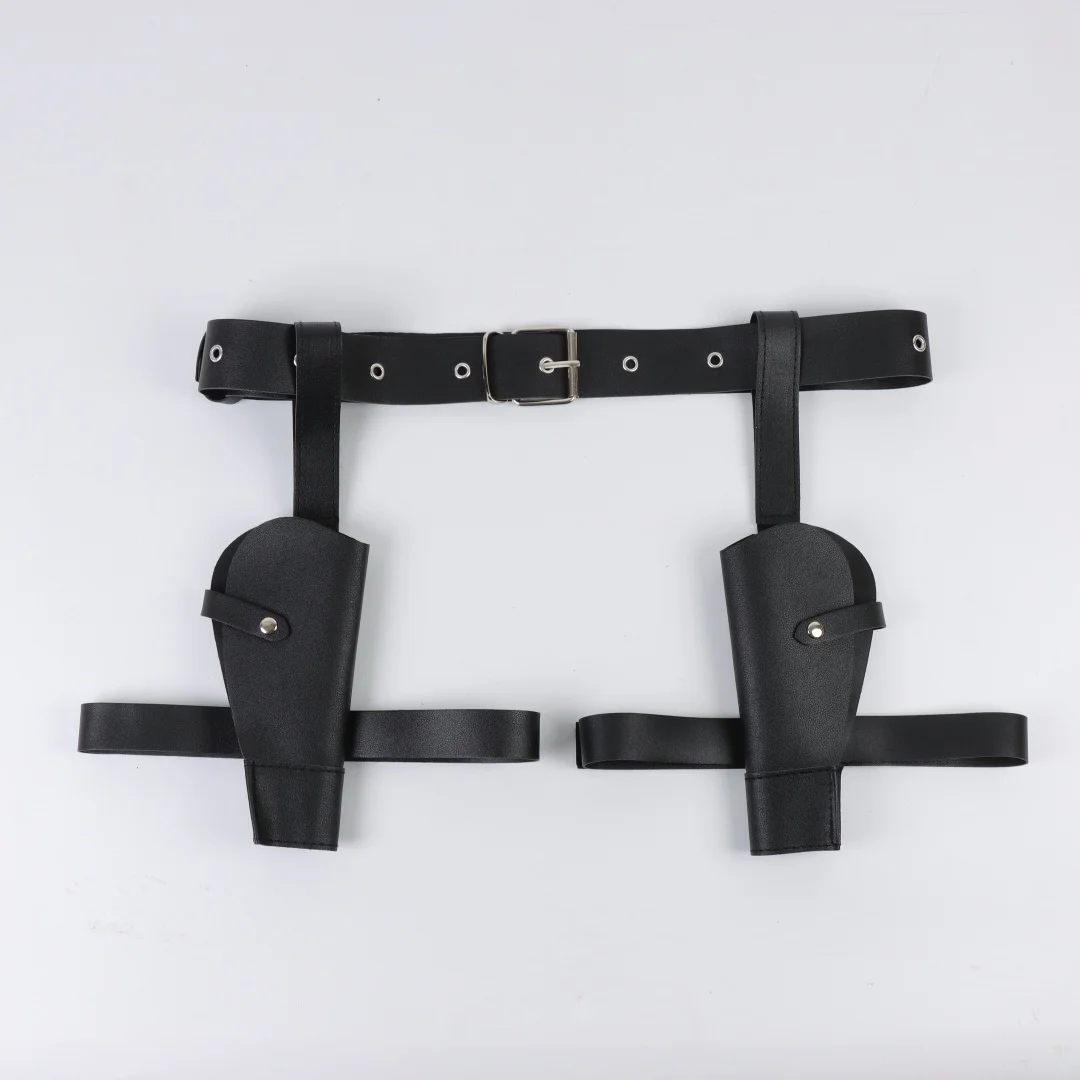 Adult Vintage PU Leather Waist Cover Lara Cosplay Holster Western Denim Belt Role-Playing Guns Holder Halloween Prop Accessories