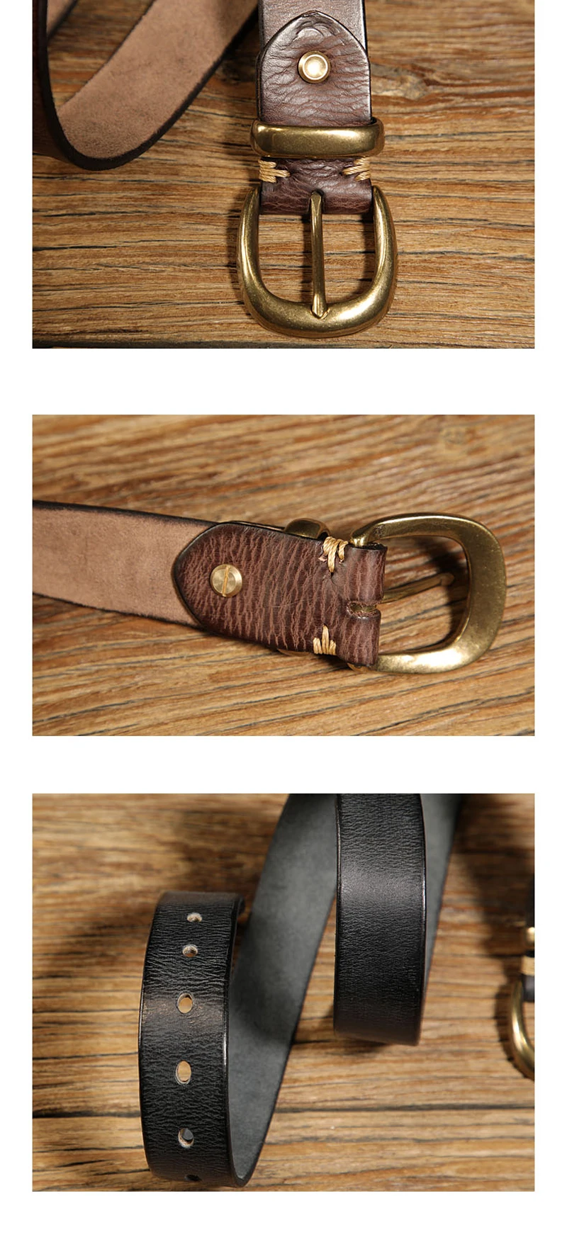 3.3cm Width Women's Genuine Leather Vintage Belt Luxury Copper Buckle Belt High Quality Cowskin Female Strap Jeans Belt