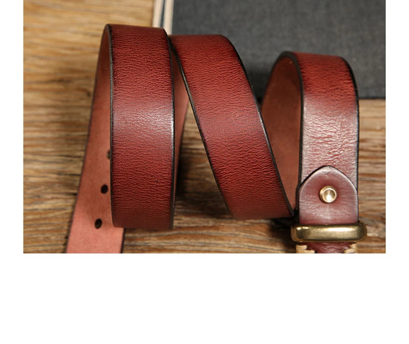 3.3cm Width Women's Genuine Leather Vintage Belt Luxury Copper Buckle Belt High Quality Cowskin Female Strap Jeans Belt