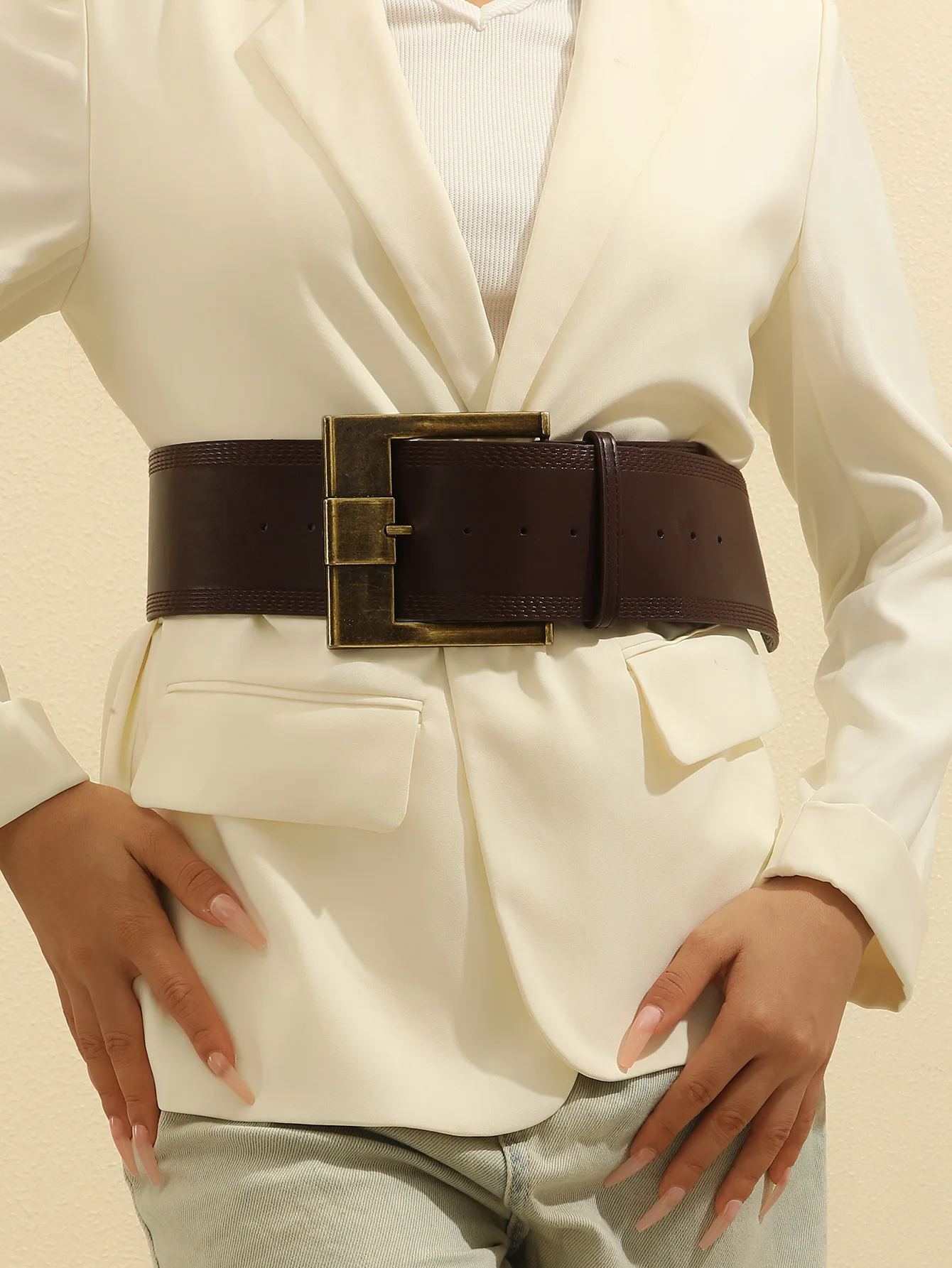 Desinger Belts For Women Vintage Wide Waistband Plus Size Western Cowgirl Cowboy Goth Y2k Brown Black Red Fashion Belt Female