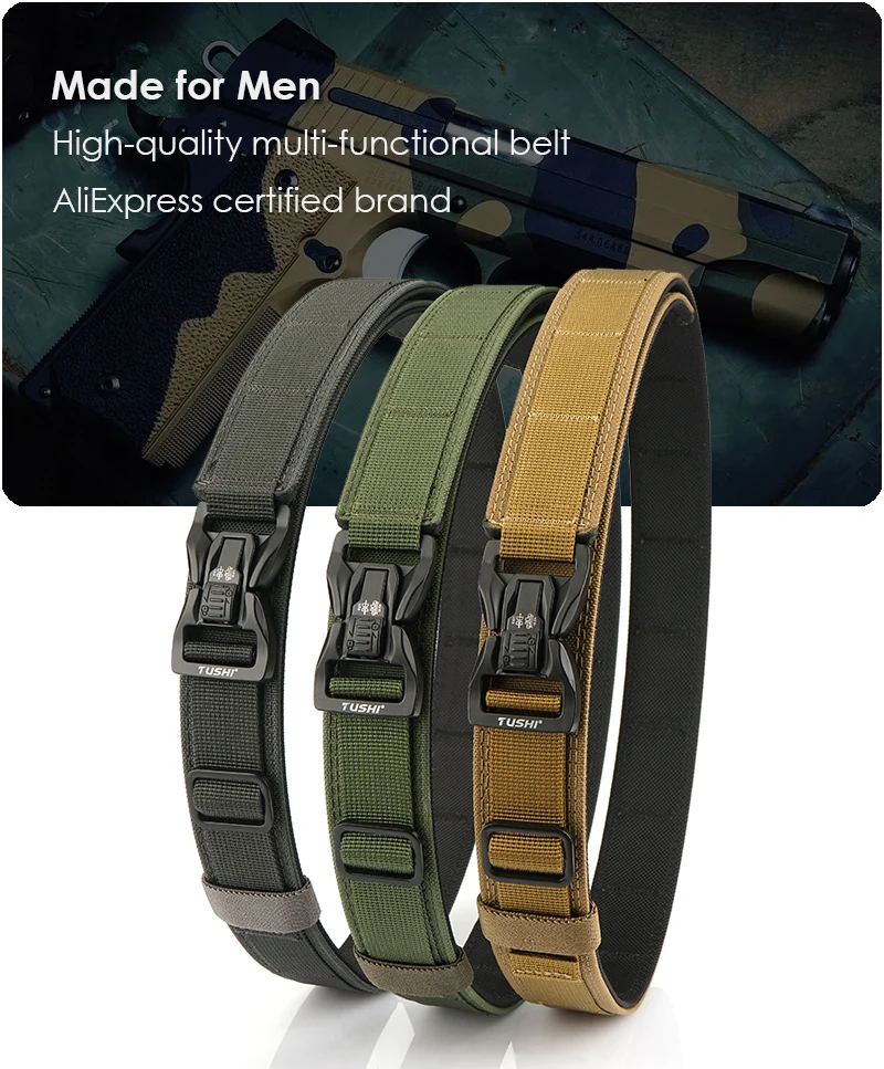 KOLBER 105cm/115cm Rigid Tactical Belt for Men Metal Buckle Quick Release Police Duty Belt Thick Nylon Casual Trouser Girdle