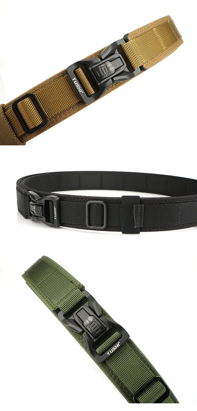 KOLBER 105cm/115cm Rigid Tactical Belt for Men Metal Buckle Quick Release Police Duty Belt Thick Nylon Casual Trouser Girdle