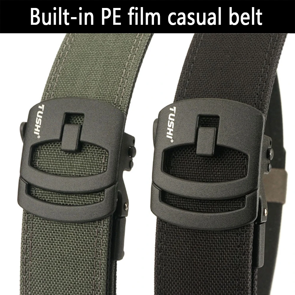TUSHI New Military New Belt For Men Sturdy Nylon Metal Automatic Buckle Police Gun Belt Tactical Outdoor Girdle IPSC Accessories