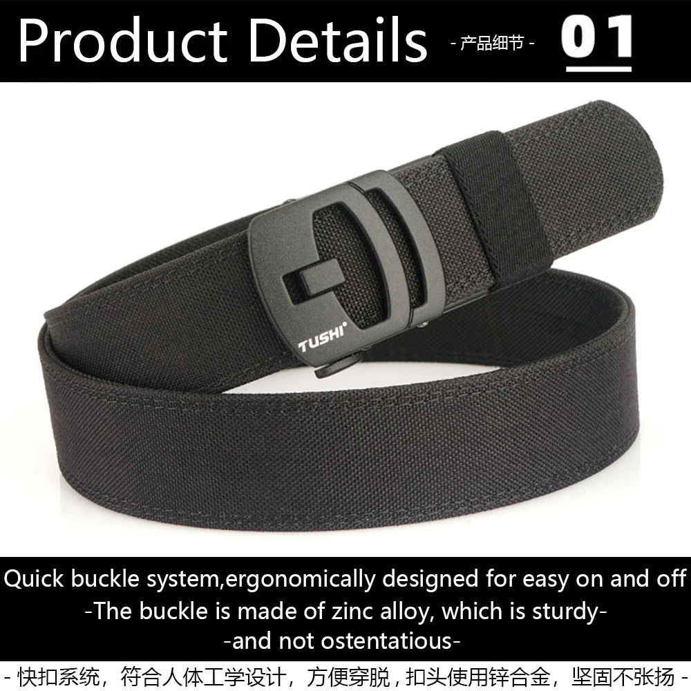 TUSHI New Military New Belt For Men Sturdy Nylon Metal Automatic Buckle Police Gun Belt Tactical Outdoor Girdle IPSC Accessories