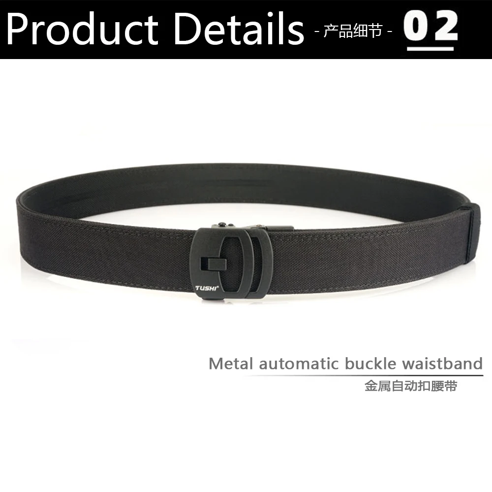 TUSHI New Military New Belt For Men Sturdy Nylon Metal Automatic Buckle Police Gun Belt Tactical Outdoor Girdle IPSC Accessories