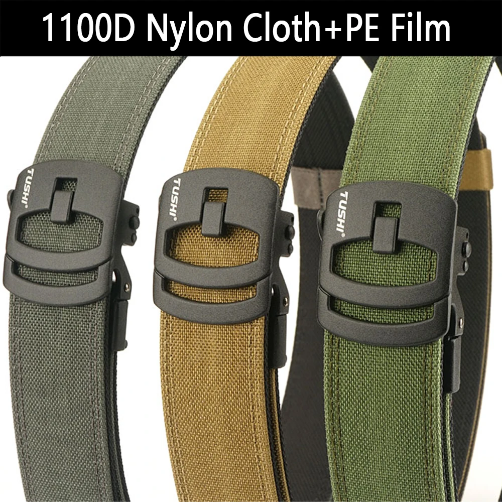 TUSHI New Military New Belt For Men Sturdy Nylon Metal Automatic Buckle Police Gun Belt Tactical Outdoor Girdle IPSC Accessories