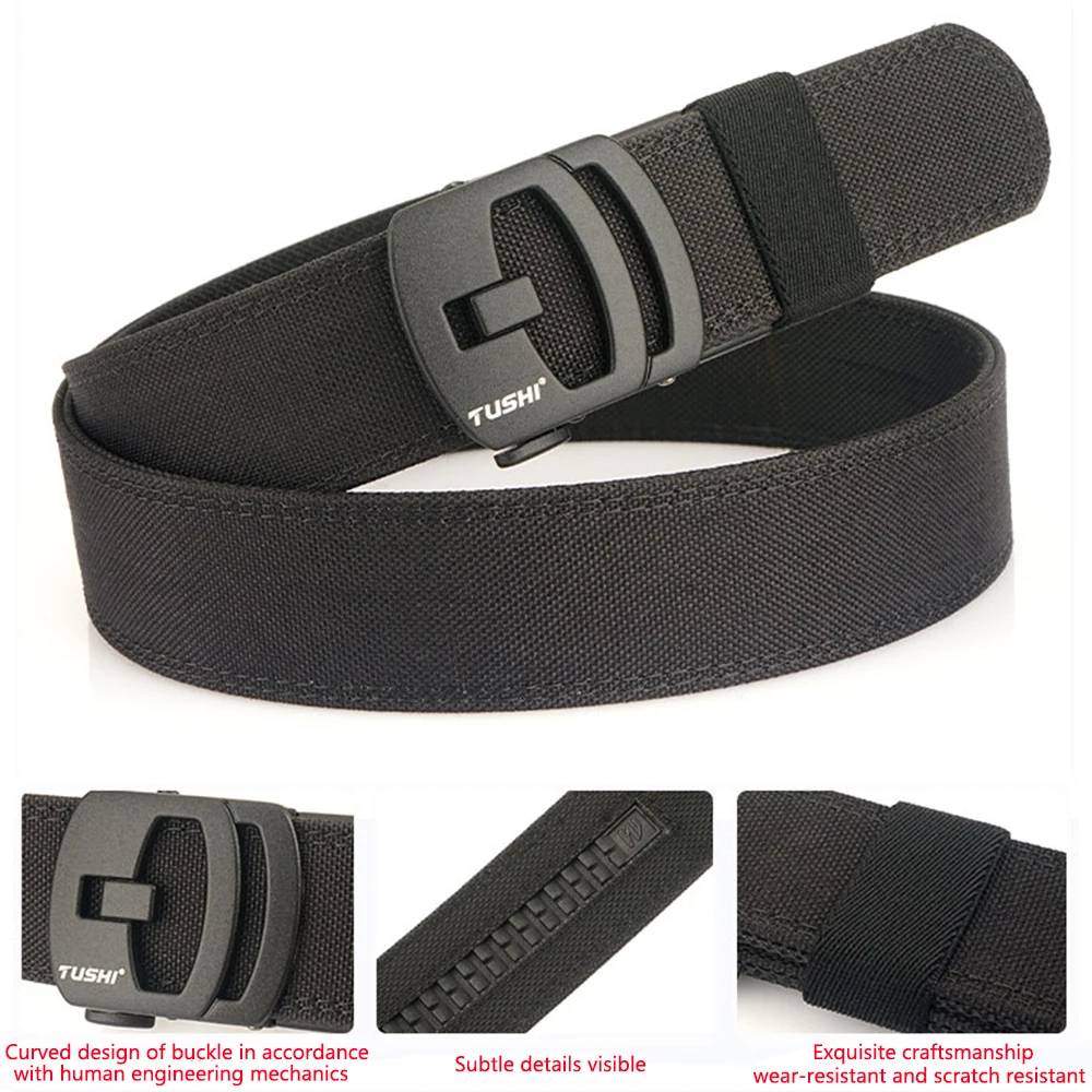 TUSHI New Military New Belt For Men Sturdy Nylon Metal Automatic Buckle Police Gun Belt Tactical Outdoor Girdle IPSC Accessories