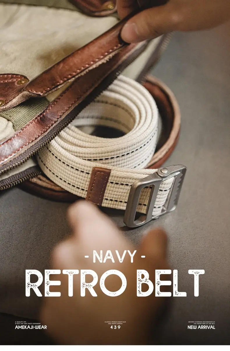 Maden New Unisex Striped Woven Belt No Hole Adjustable Waist Chain Jeans Belt Canvas Outdoor Sports Accessory Leisure Strap