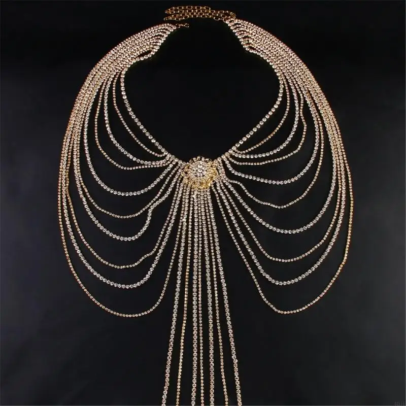 Women Blingbling Waist Belt Stylish Multilayer Crystal Waist Chain Belt Elaborate Chain Belly Chain for Belly Dance Accessories