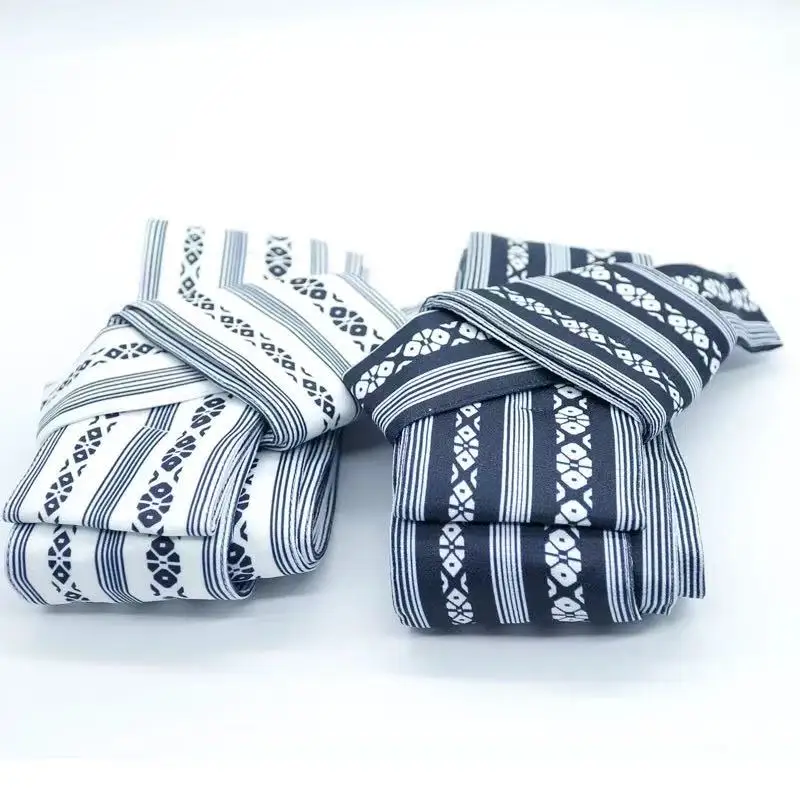 Japanese Kimono Obi Belt Men Jacquard Corner Belt with Waist Seal Shape Yukata Wabi-sabi Waistband Cotton Accessories