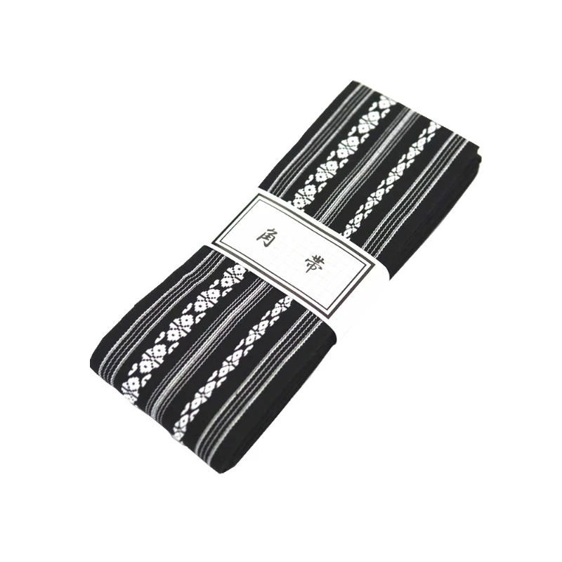 Japanese Kimono Obi Belt Men Jacquard Corner Belt with Waist Seal Shape Yukata Wabi-sabi Waistband Cotton Accessories