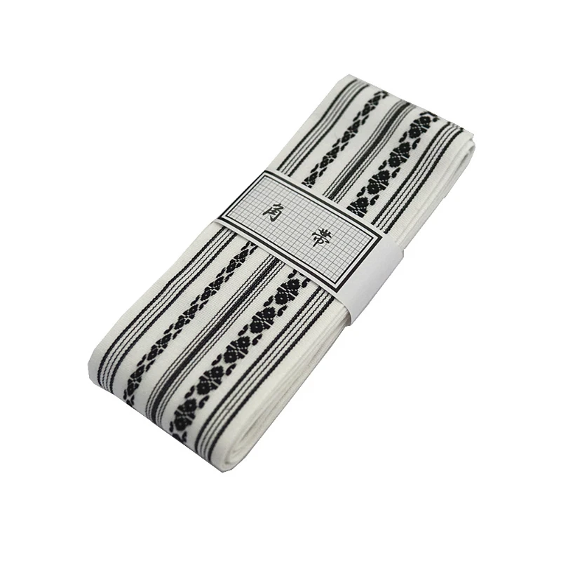 Japanese Kimono Obi Belt Men Jacquard Corner Belt with Waist Seal Shape Yukata Wabi-sabi Waistband Cotton Accessories