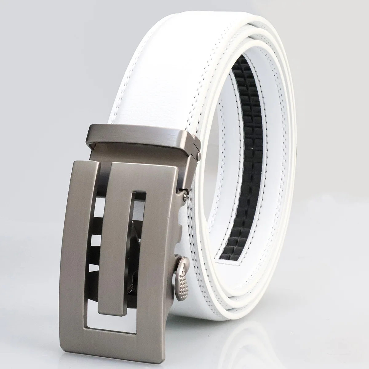 3.5cm New Men's Leather Belt Alloy Automatic Buckle Business Leisure Youth Middle-aged and Elderly Belt Designer Belt for White