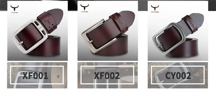 COWATHER cowhide genuine leather belts for men brand Strap male pin buckle vintage jeans belt 100-150 cm long waist 30-52 XF001
