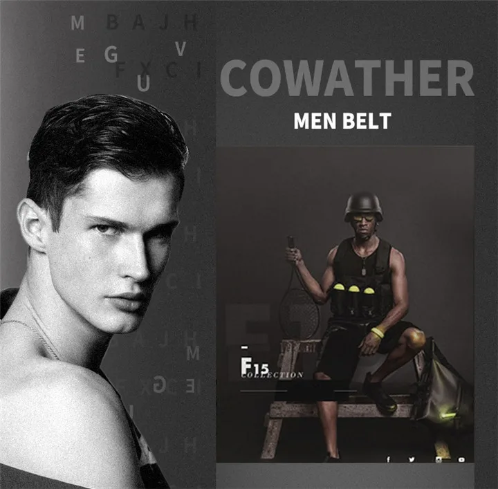 COWATHER cowhide genuine leather belts for men brand Strap male pin buckle vintage jeans belt 100-150 cm long waist 30-52 XF001