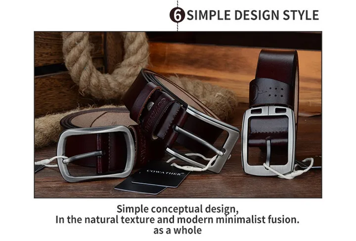 COWATHER cowhide genuine leather belts for men brand Strap male pin buckle vintage jeans belt 100-150 cm long waist 30-52 XF001