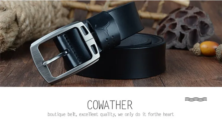 COWATHER cowhide genuine leather belts for men brand Strap male pin buckle vintage jeans belt 100-150 cm long waist 30-52 XF001