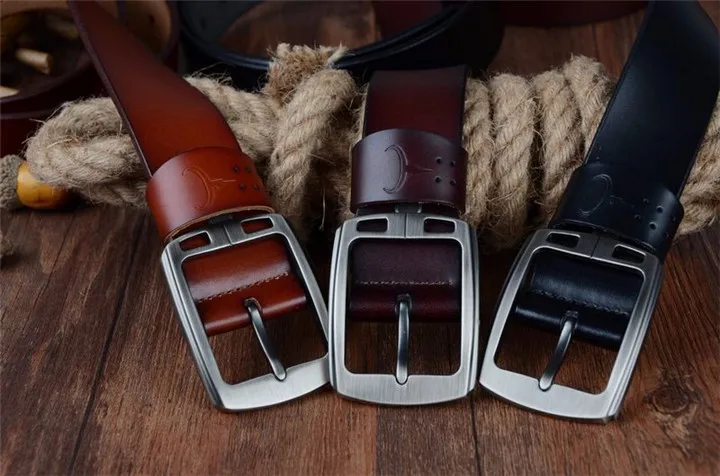 COWATHER cowhide genuine leather belts for men brand Strap male pin buckle vintage jeans belt 100-150 cm long waist 30-52 XF001