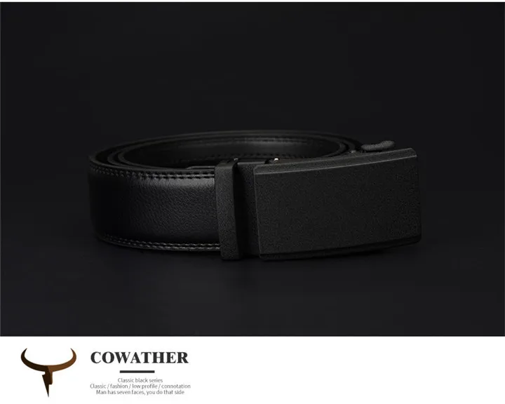 COWATHER Men's Belt Automatic Ratchet Buckle with Cow Genuine Leather Belts for Men luxury brand male strap 110-130cm length