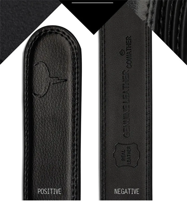 COWATHER Men's Belt Automatic Ratchet Buckle with Cow Genuine Leather Belts for Men luxury brand male strap 110-130cm length