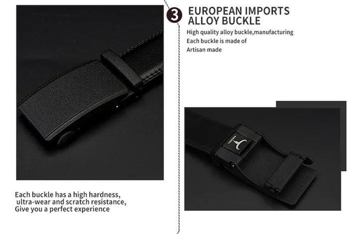 COWATHER Men's Belt Automatic Ratchet Buckle with Cow Genuine Leather Belts for Men luxury brand male strap 110-130cm length