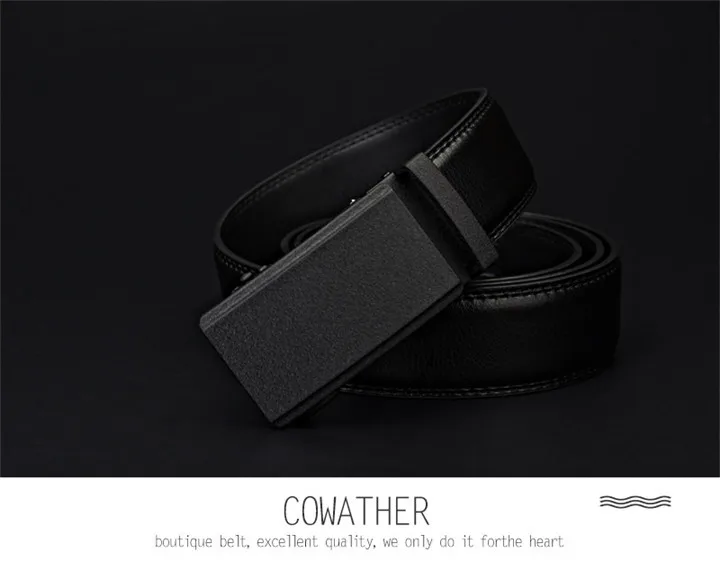 COWATHER Men's Belt Automatic Ratchet Buckle with Cow Genuine Leather Belts for Men luxury brand male strap 110-130cm length