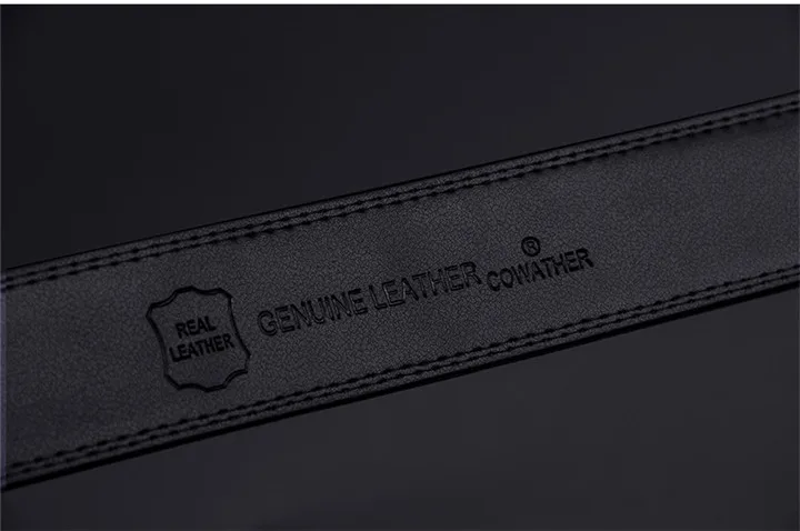 COWATHER Men's Belt Automatic Ratchet Buckle with Cow Genuine Leather Belts for Men luxury brand male strap 110-130cm length