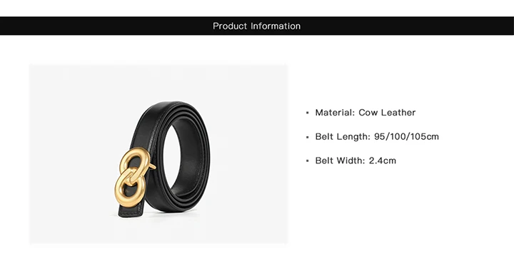 BEAUTODAY Luxury Belts Women Genuine Leather Golden Buckle Solid Color Ladies Cowhide Waistband Accessories Handmade 91111