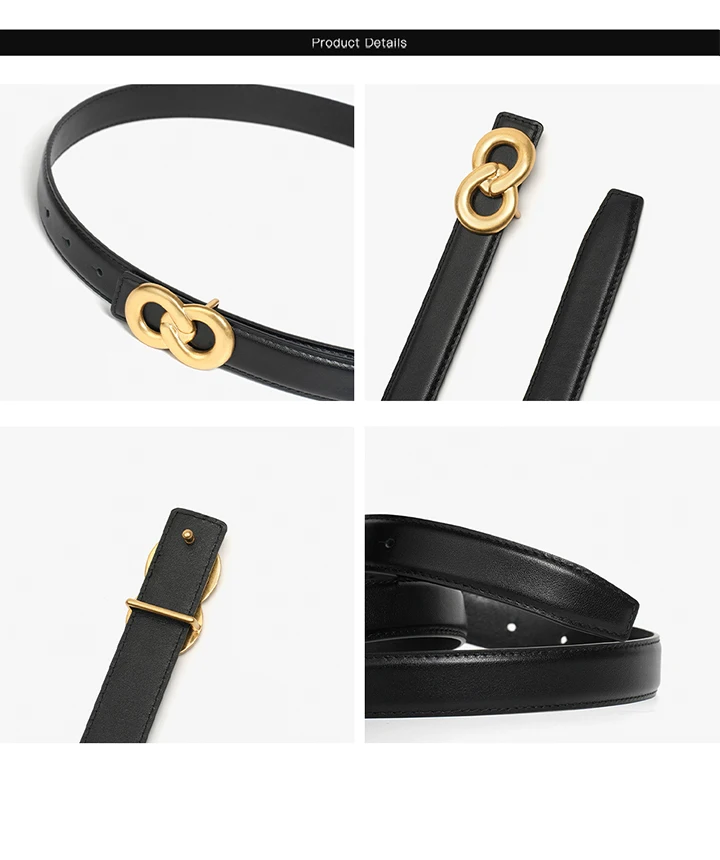 BEAUTODAY Luxury Belts Women Genuine Leather Golden Buckle Solid Color Ladies Cowhide Waistband Accessories Handmade 91111
