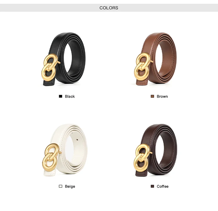 BEAUTODAY Luxury Belts Women Genuine Leather Golden Buckle Solid Color Ladies Cowhide Waistband Accessories Handmade 91111