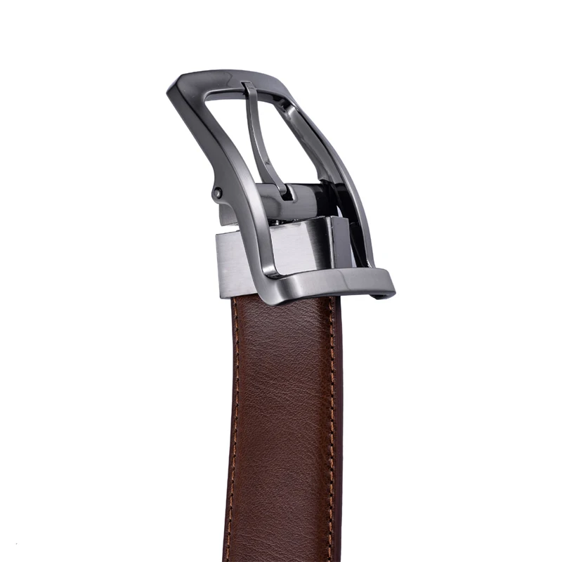 1Pcs Men's Reversible Classic Dress Belt Leather Rotating Buckle Two In One