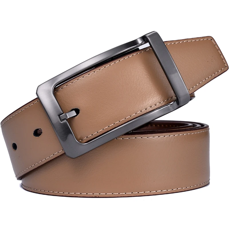 1Pcs Men's Reversible Classic Dress Belt Leather Rotating Buckle Two In One