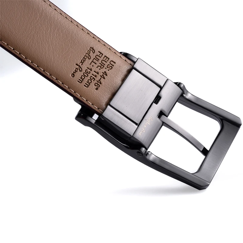 1Pcs Men's Reversible Classic Dress Belt Leather Rotating Buckle Two In One
