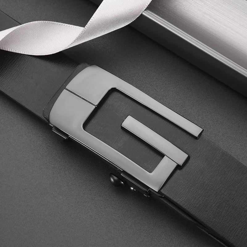 Fashionable and Simple Men's G-Shaped Metal Automatic Buckle Belt High Quality Men's Business Belt Suitable for Formal Occasions