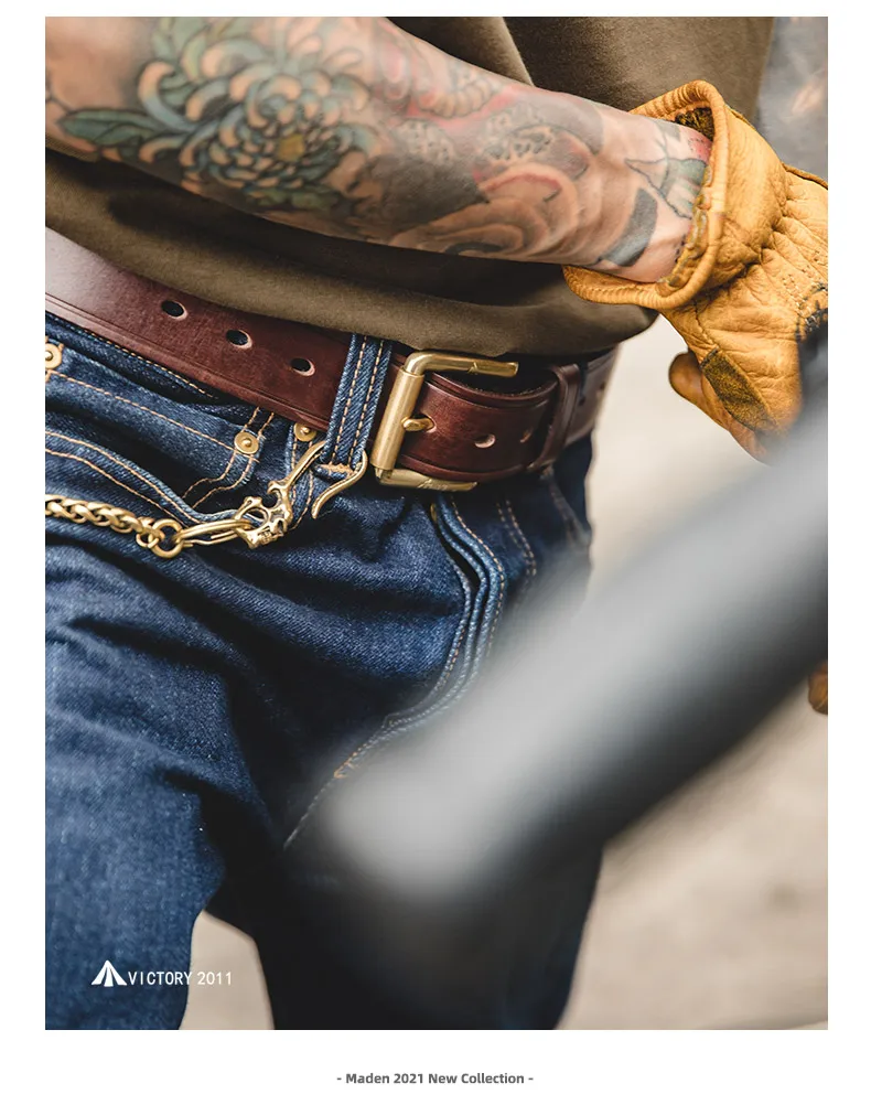 Maden Mens Belts Genuine Leather High Quality Buckle Jeans Cowskin Casual Belts Female Vintage Luxury Brand Designer Waistband
