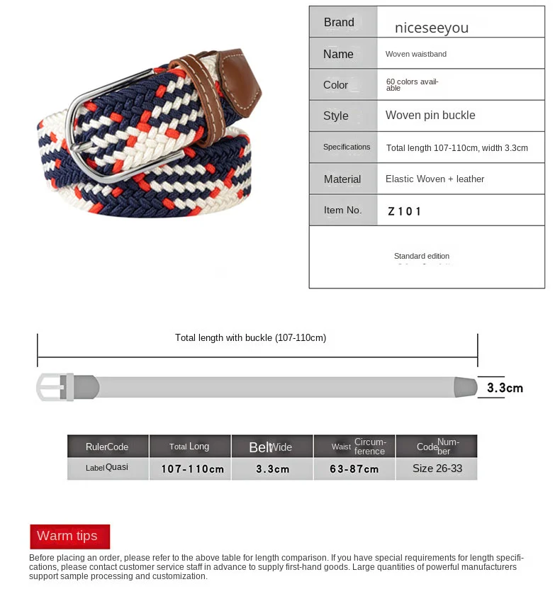 107/120/130cm Unisex Elastic Fabric Woven Casual Belt Pin Buckle Expandable Braided Stretch Canvas Leisure Belts for Men Women