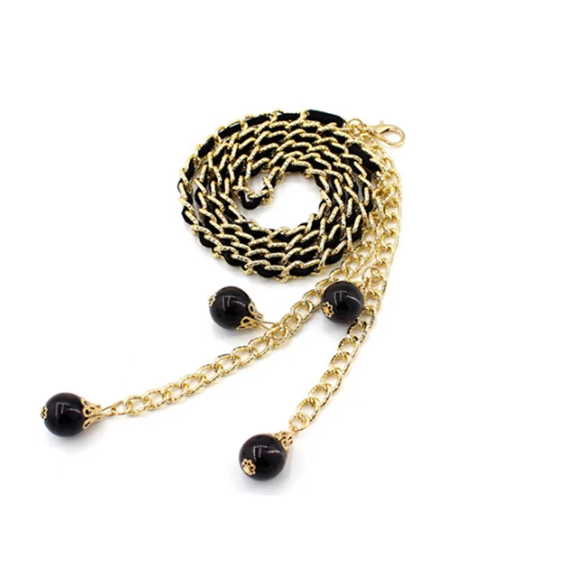 Metal Ball Pendant Waist Chain Women Thin Belt Gold Sliver Color Long Girdle Female Strap For Dress Skirt Decorative Waistband
